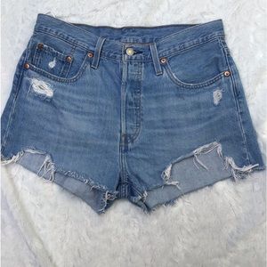 Levi’s 501 Distressed Denim Jean Shorts..Size 29, Button Fly, Cut-offs, Jean